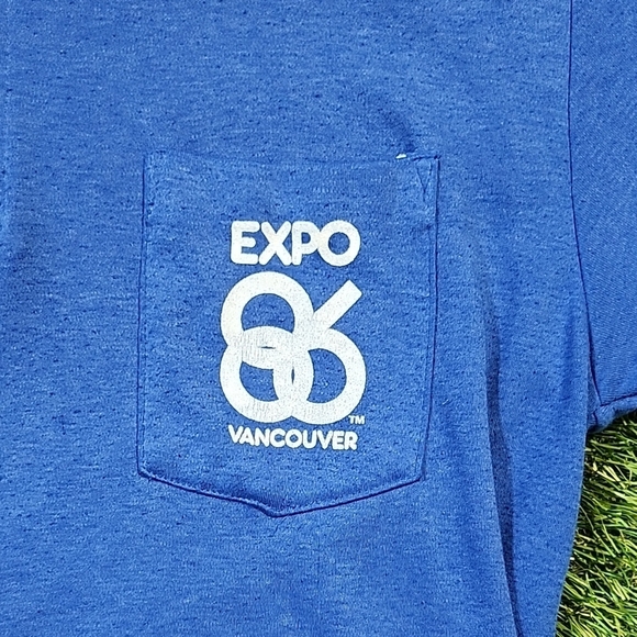 Blue Men's Polo Shirt Vintage 1986 Monteal Expo - Picture 2 of 7